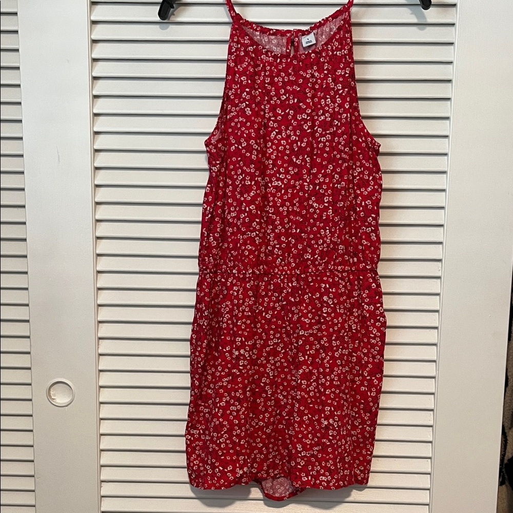 Old Navy Red Floral Halter romper